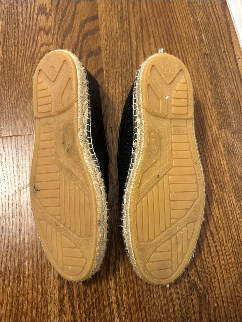 Mango Black Leather Slip-On Espadrilles from MANGO